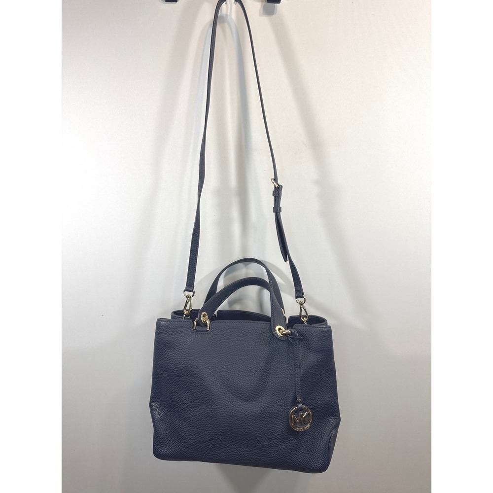 Michael Kors Annabelle Pebbled Leather Tote Crossbody Shoulder Bag Navy NWOT‎